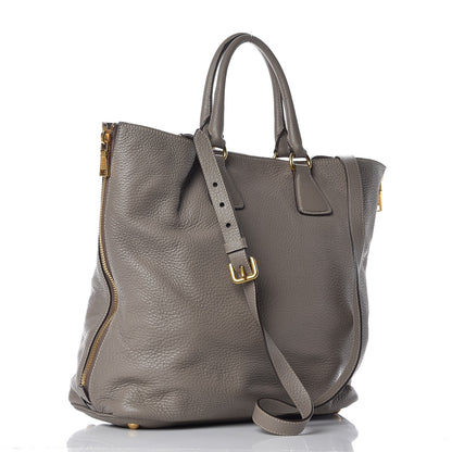 Prada Vitello Daino Side Zip Tote Argilla 3 of 16