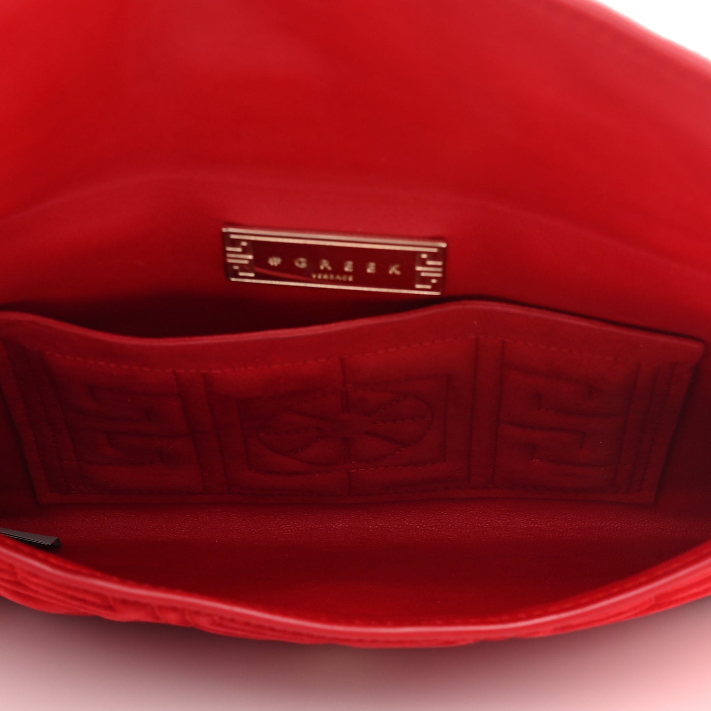 Suede Quilted The Greek Crossbody Clutch Red