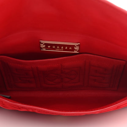 Versace Suede Quilted The Greek Crossbody Clutch Red 9 of 21