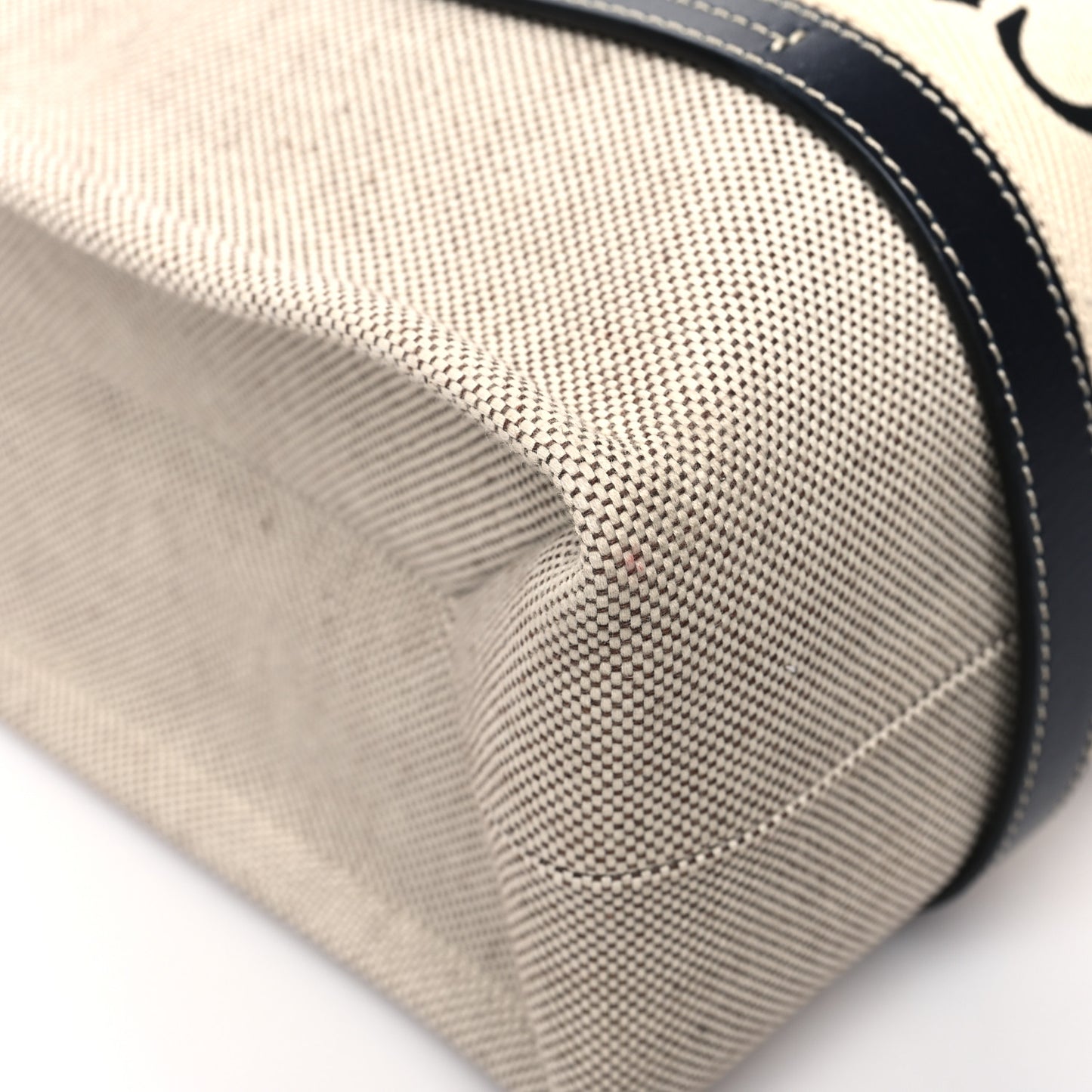 Cotton Calfskin Medium Woody Ribbon Tote White Black