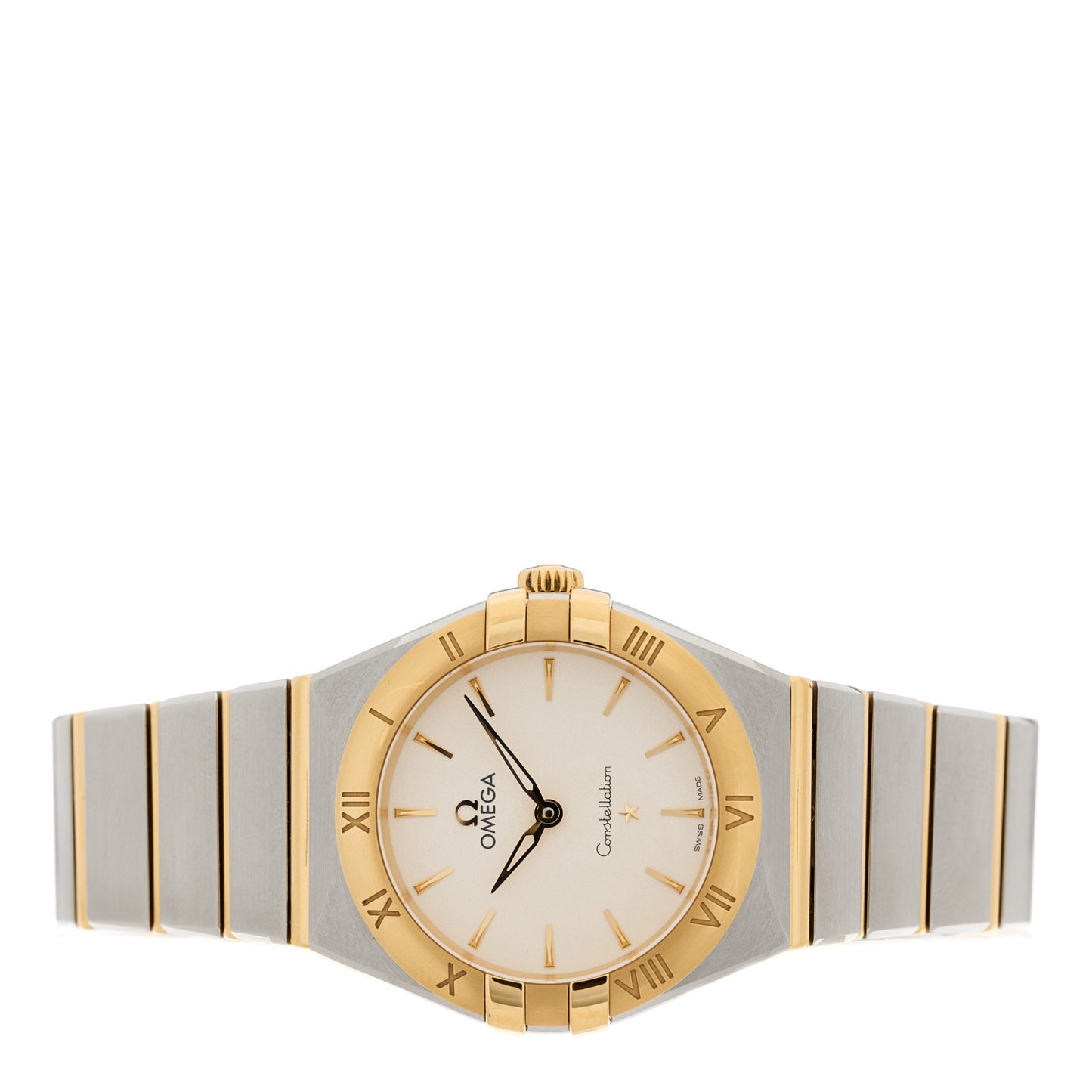 Stainless Steel 18K Yellow Gold 28mm Constellation Quartz Watch Silver 131.20.28.60.02.002