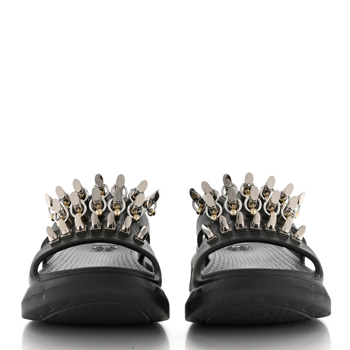 Calfskin Rubber Marshmallow Studs Strap Sandals 37 Black