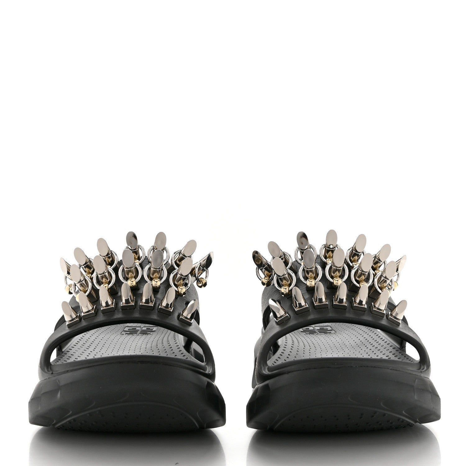 Givenchy Calfskin Rubber Marshmallow Studs Strap Sandals 37 Black 2 of 8