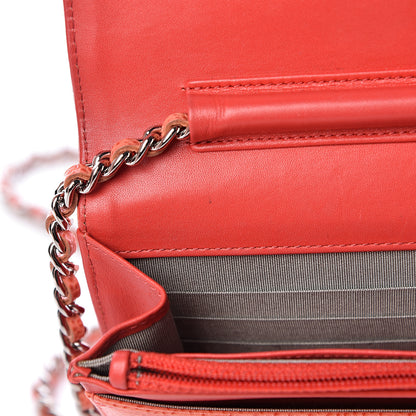 Chanel Caviar Timeless CC Wallet On Chain WOC Light Red 18 of 21