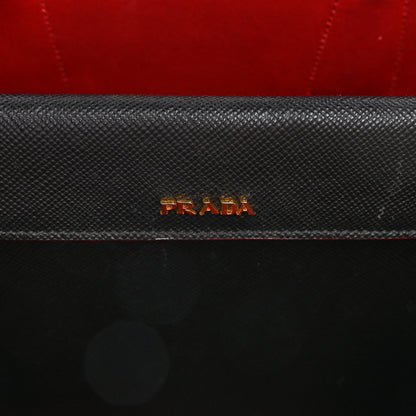 Prada Saffiano Cuir Medium Double Bag Black Fuoco 7 of 11