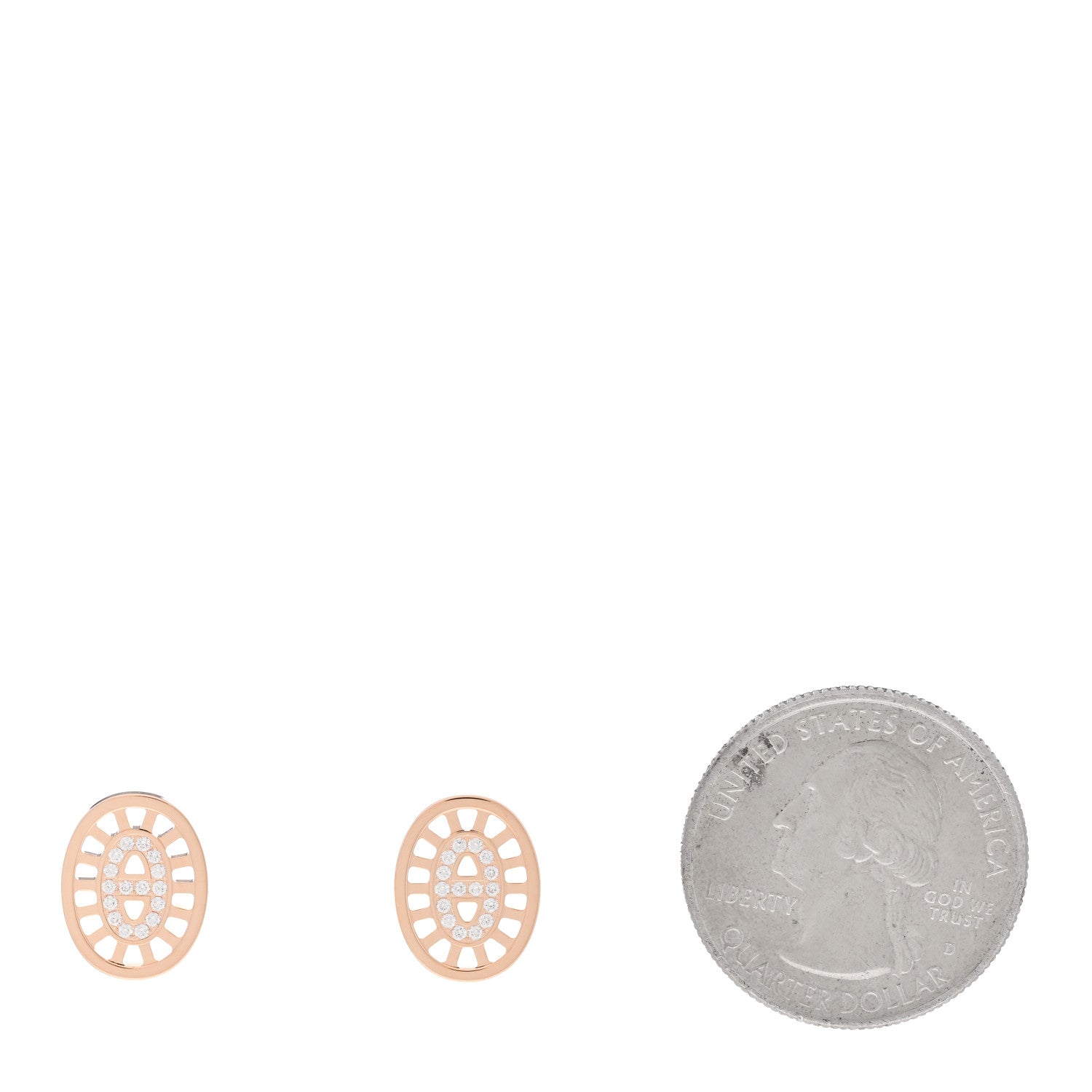 Hermes 18K Rose Gold Diamond Chaine d'Ancre Divine Stud Earrings 2 of 5
