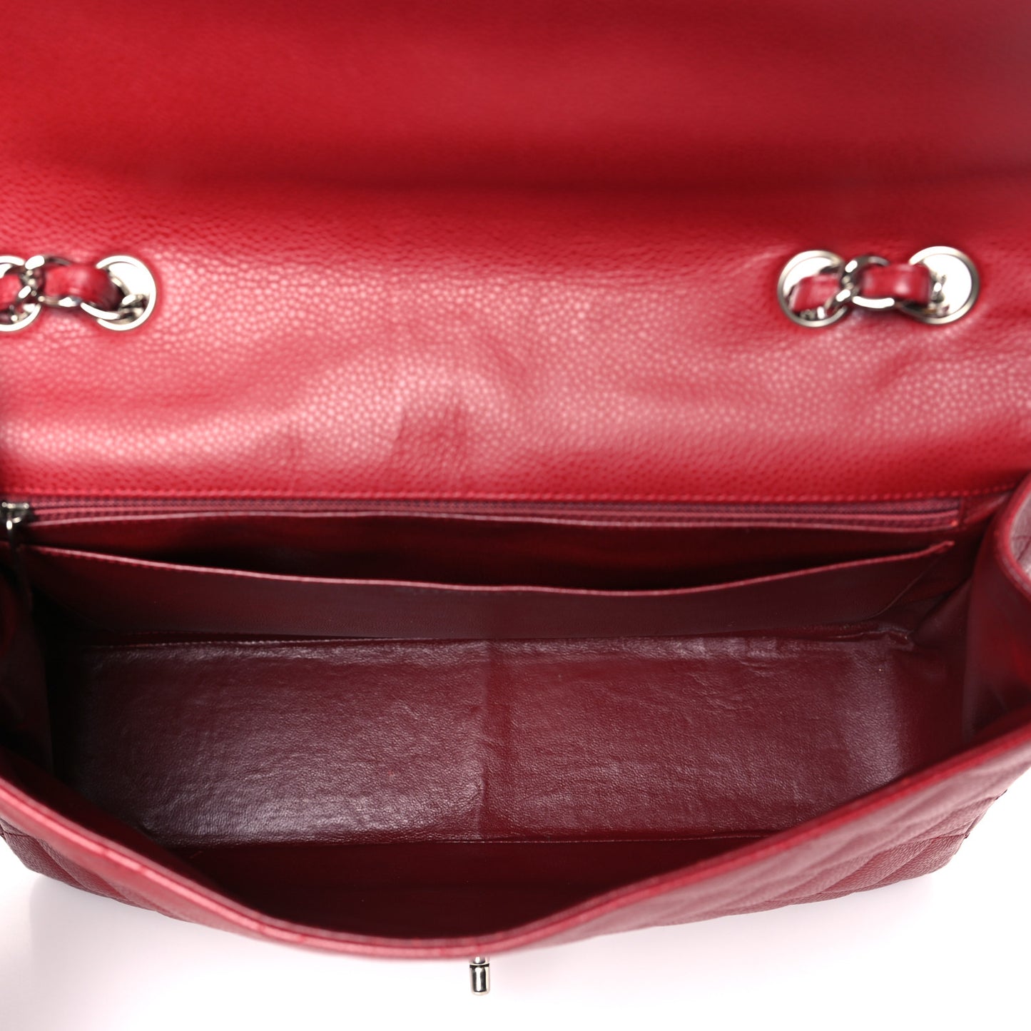 Caviar Quilted Jumbo Single Flap Dark Red