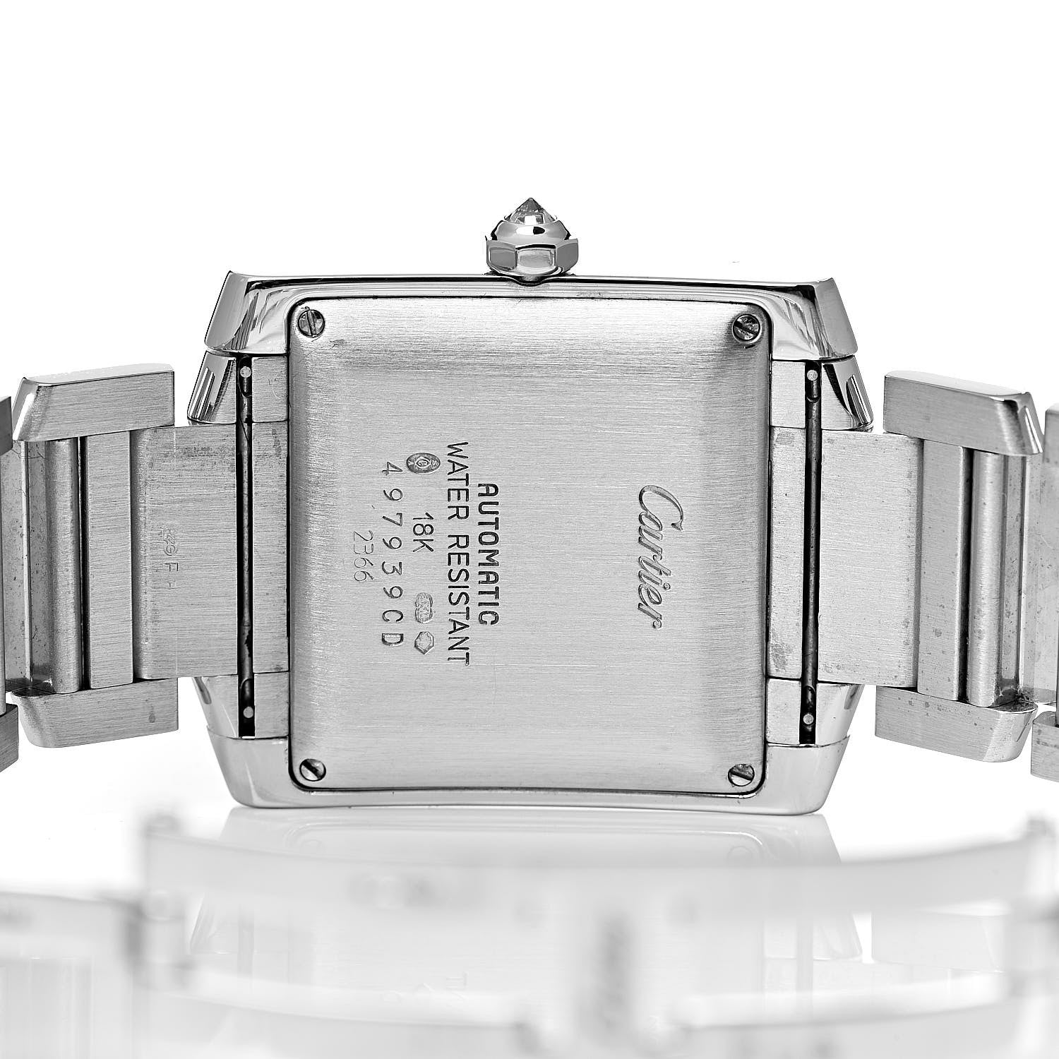 Cartier 18K White Gold Diamond 28mm Tank Francaise Automatic Watch 5 of 8