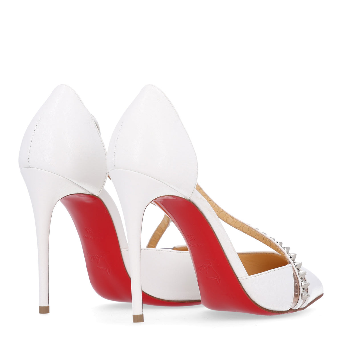 Kid PVC Spike Cross 100 Pumps  35 White Silver