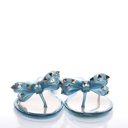 Valentino Garavani PVC Jelly Glitter Rockstud Bow Thong Sandals 36 Cerulean 2 of 8