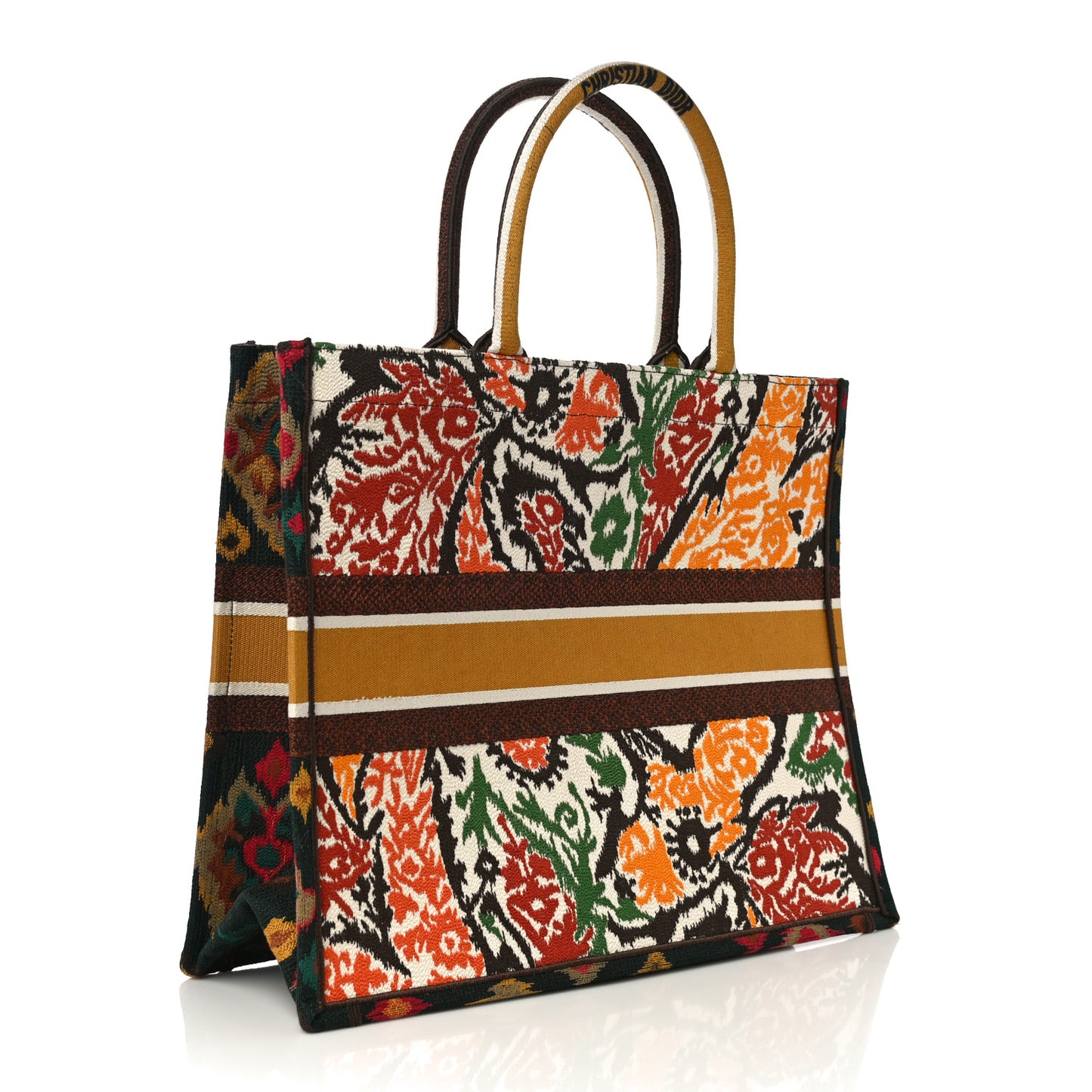 Canvas Embroidered Large Paisley Book Tote Multicolor