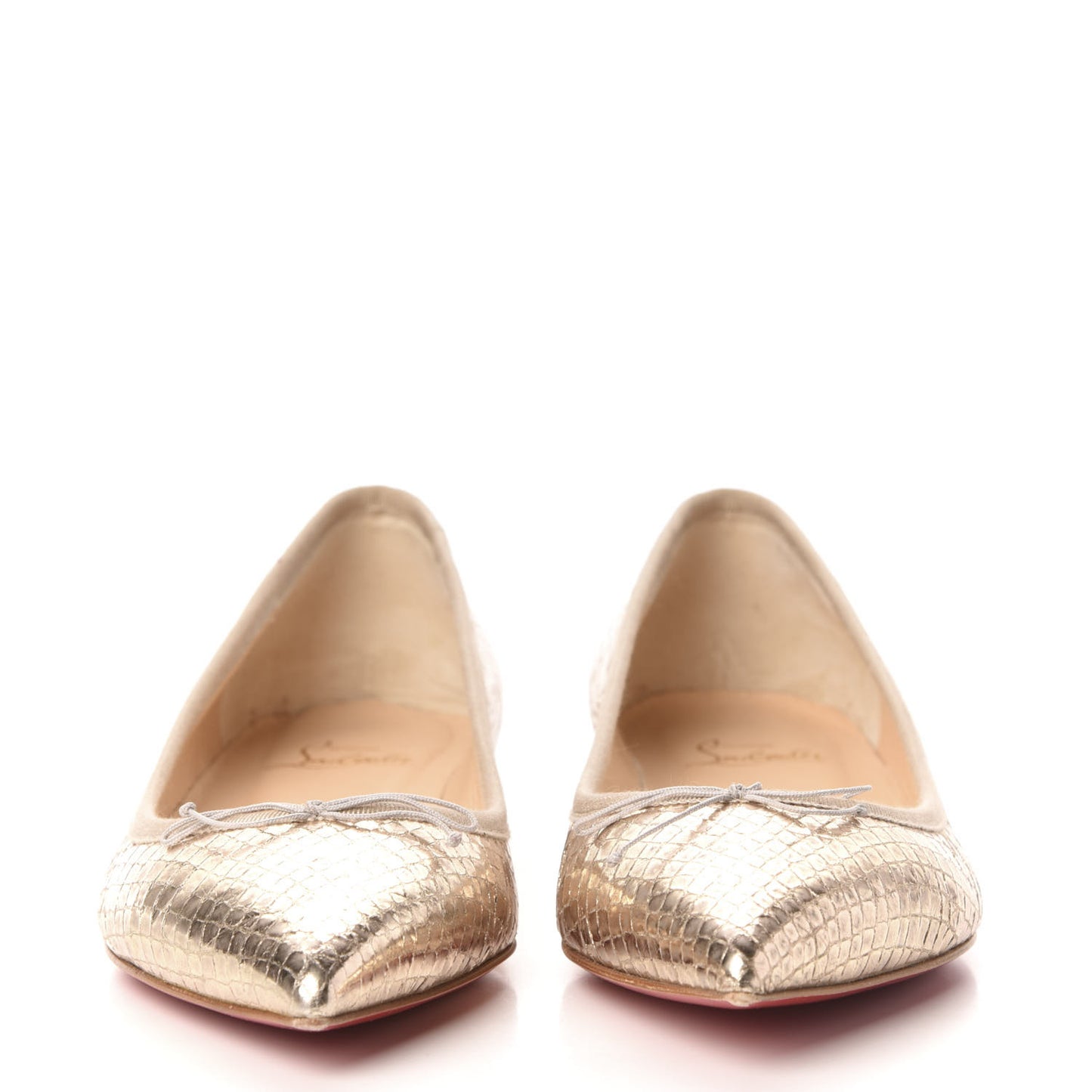 Metallic Snakeskin Embossed Solasofia Flats 39 Gold