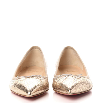 Christian Louboutin Metallic Snakeskin Embossed Solasofia Flats 39 Gold 2 of 8