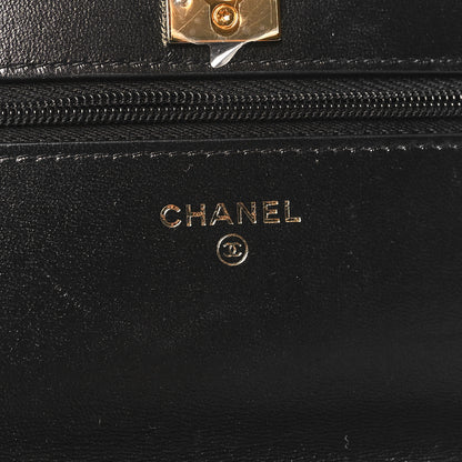 Chanel Shiny Lambskin Quilted Golden Links Wallet On Chain WOC Black 6 of 13