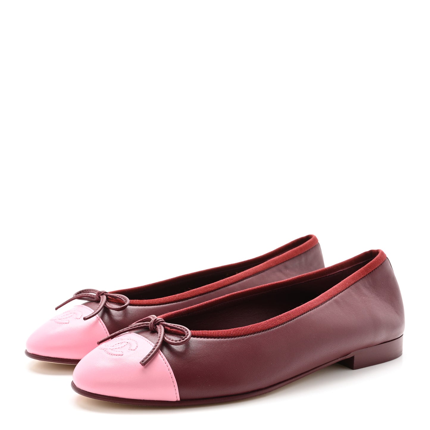 Lambskin Cap Toe CC Slingback Flats 38 Burgundy Pink 39 Burgundy Pink