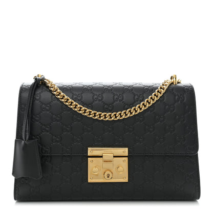 Gucci Guccissima Medium Padlock Shoulder Bag Black 1 of 12