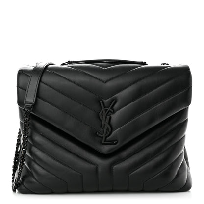 Saint Laurent Calfskin Y Quilted Monogram Monochrome Medium Loulou Chain Satchel Black 1 of 13