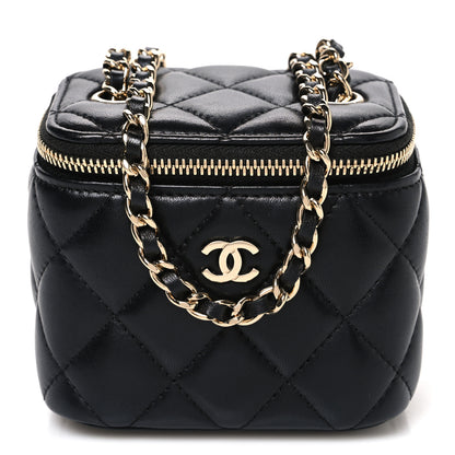 Chanel Lambskin Quilted Mini Vanity Case With Chain Black 1 of 9