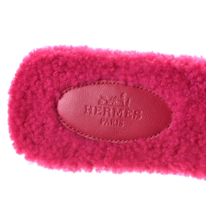 Hermes Woolskin Oran Sandals 37.5 Rose Fuchsia 8 of 10