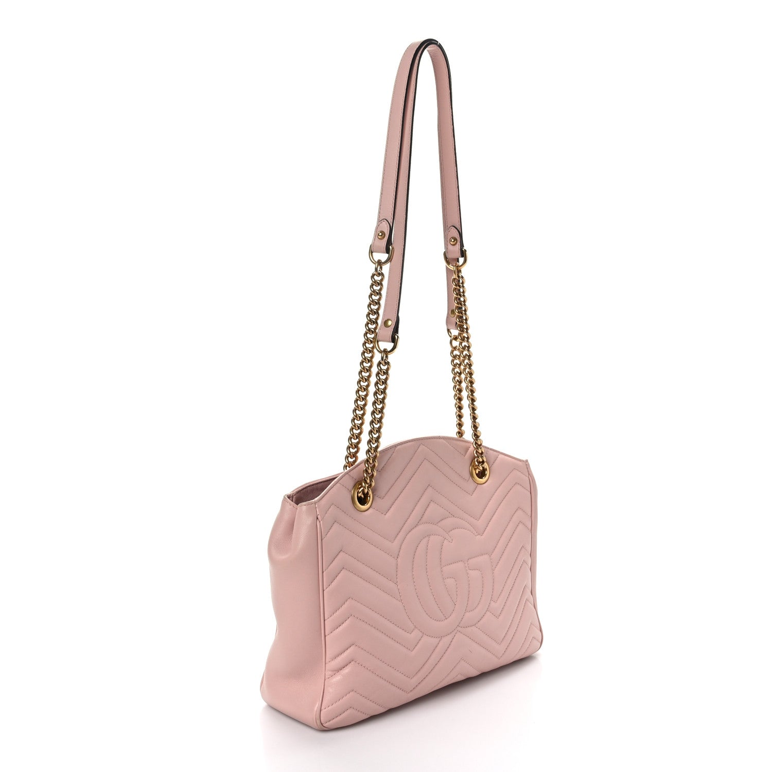 Gucci Calfskin Matelasse Medium GG Marmont Open Top Shoulder Bag Perfect Pink 3 of 9