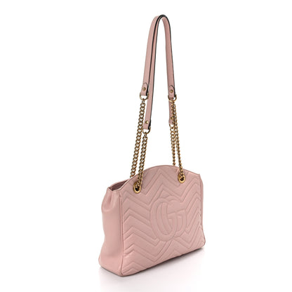 Gucci Calfskin Matelasse Medium GG Marmont Open Top Shoulder Bag Perfect Pink 3 of 9