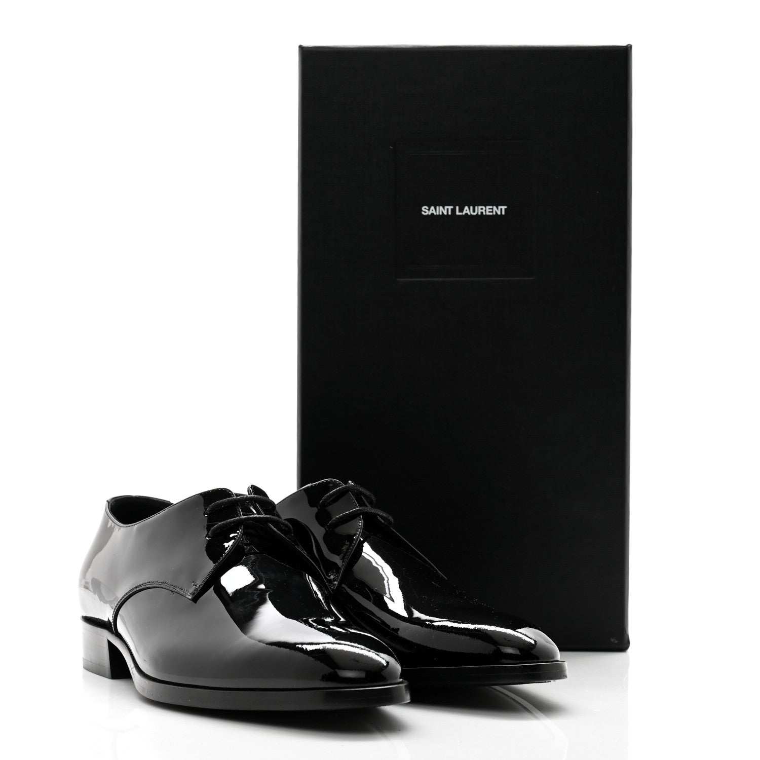Saint Laurent Patent Baltimora Lace Up Derby Shoes 38 Black 10 of 10