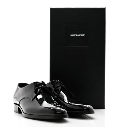 Saint Laurent Patent Baltimora Lace Up Derby Shoes 38 Black 10 of 10