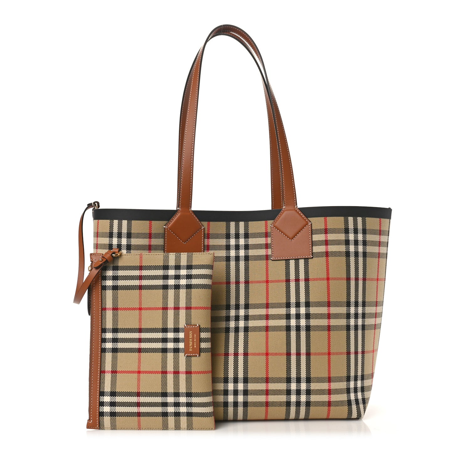 Cotton Vintage Check Medium London Tote Bag Briar Brown Black