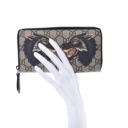 Gucci GG Supreme Monogram Wolf Print Zip Around Wallet Black 2 of 9