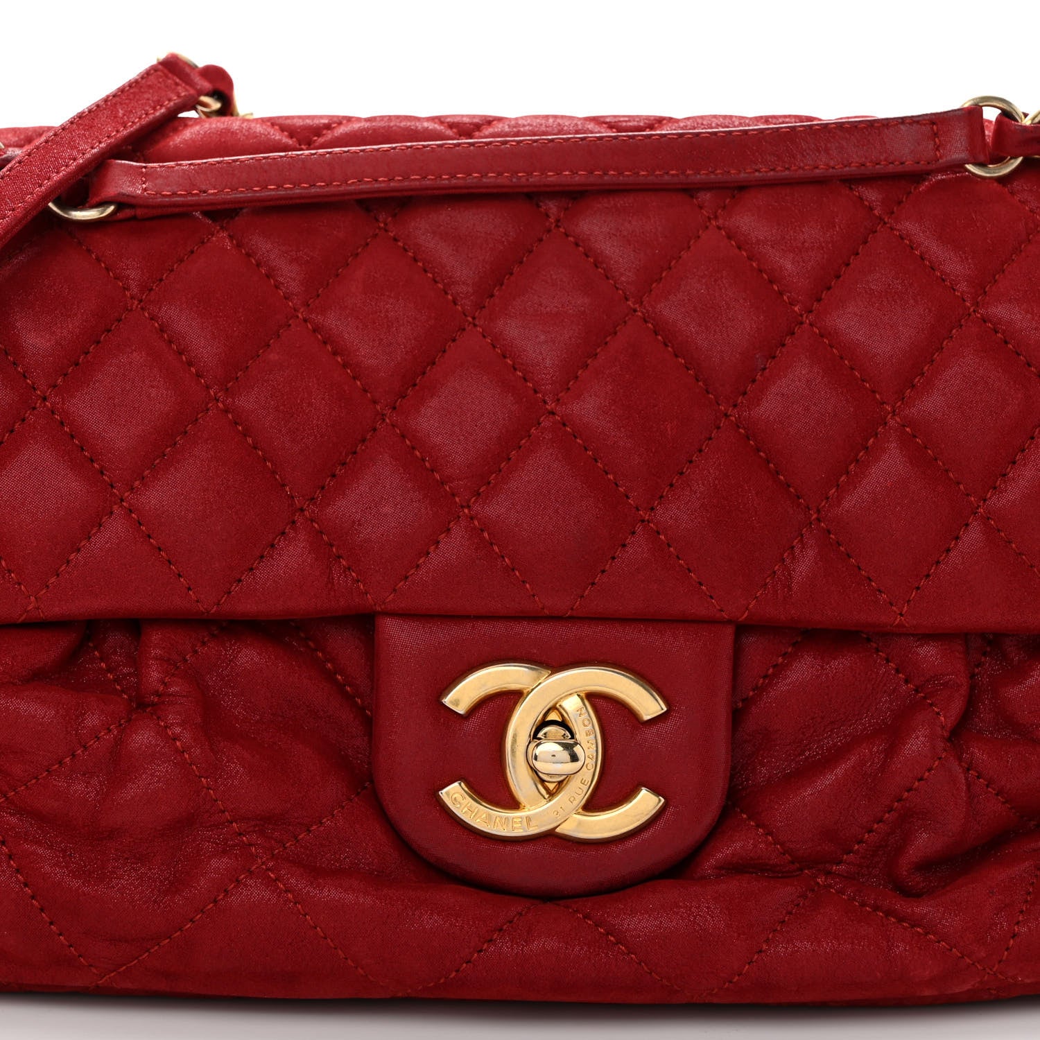Chanel Iridescent Calfskin Large Chic Quilt Flap Red 8 of 10