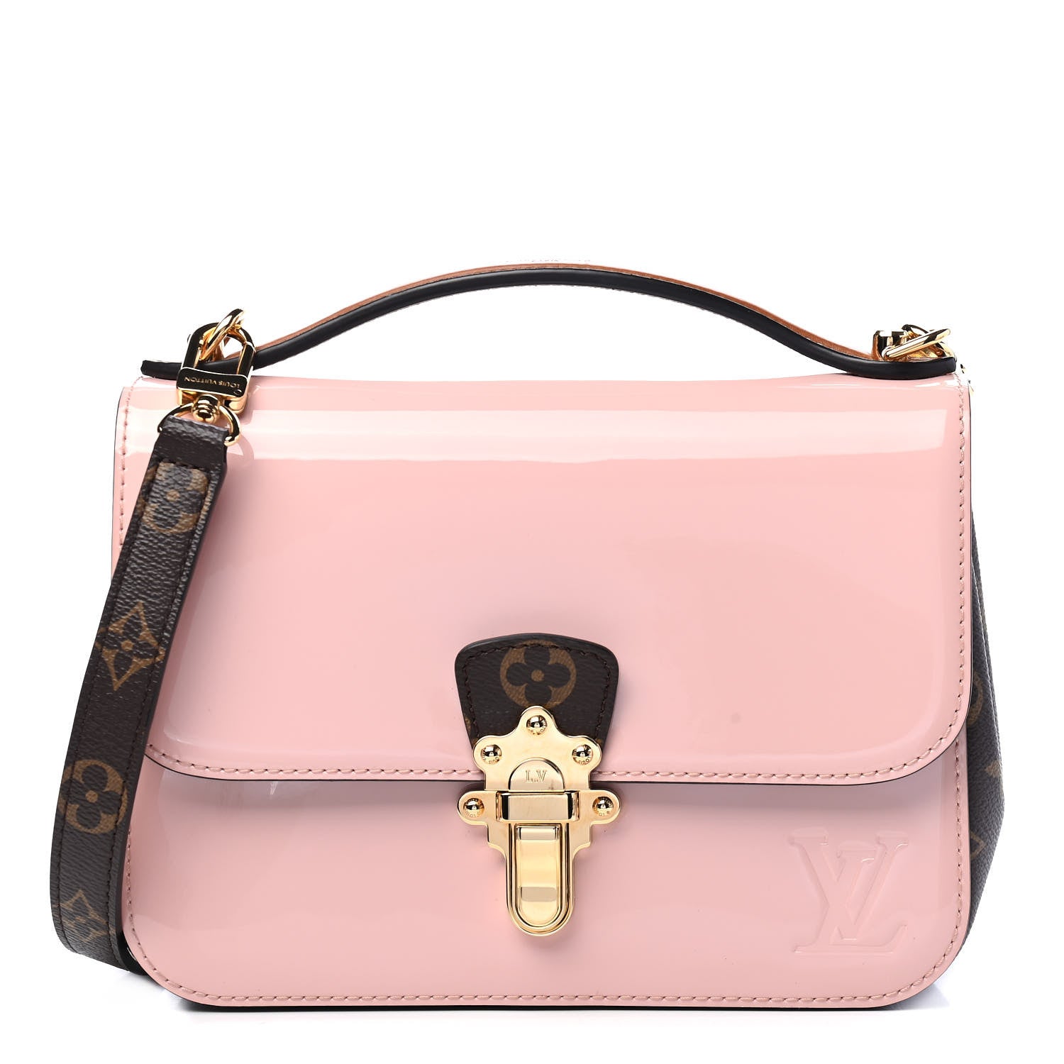 Louis Vuitton Patent Calfskin Monogram Cherrywood BB Rose Ballerine 1 of 8