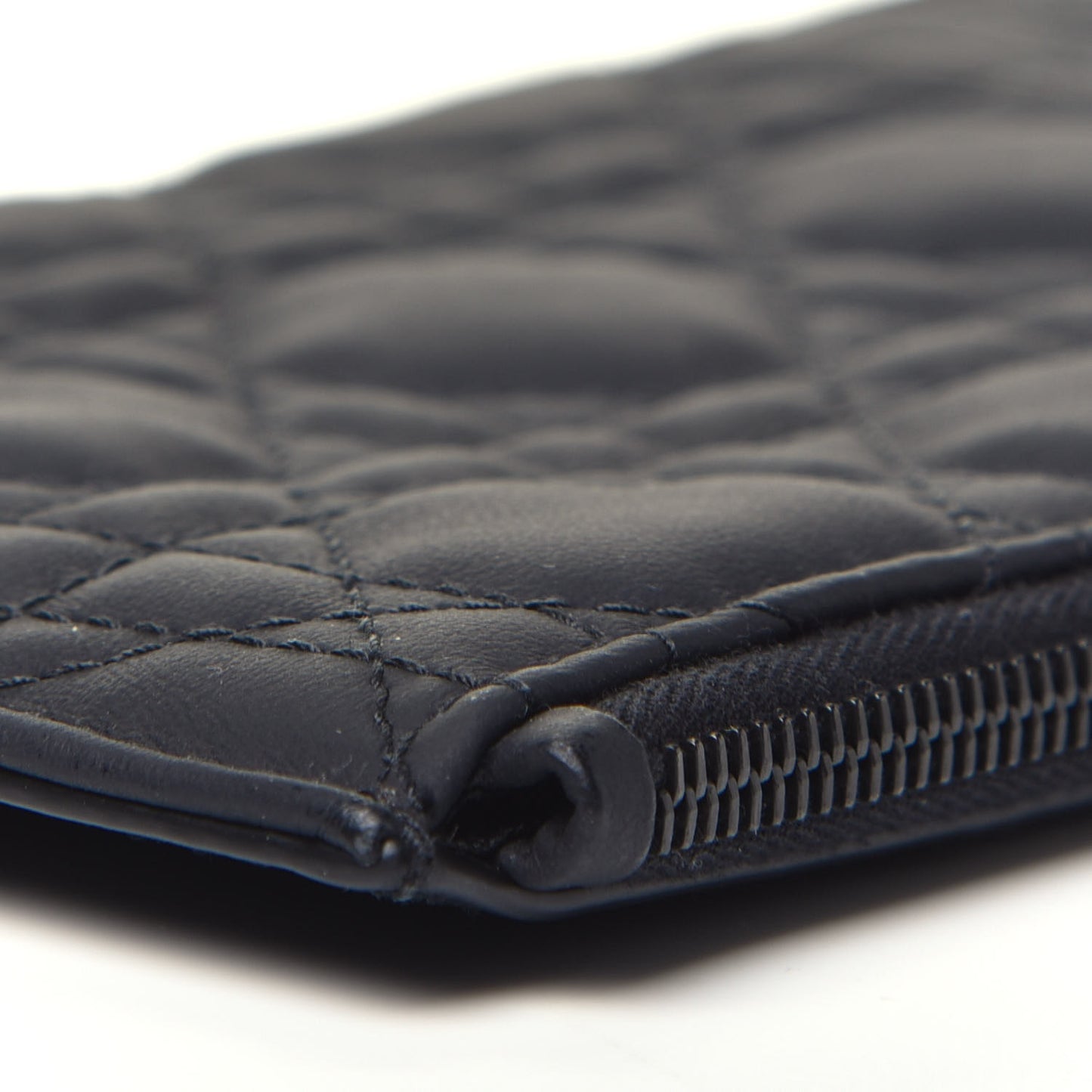 Ultra Matte Calfskin Cannage Lady Dior Zip Wallet With Strap Black