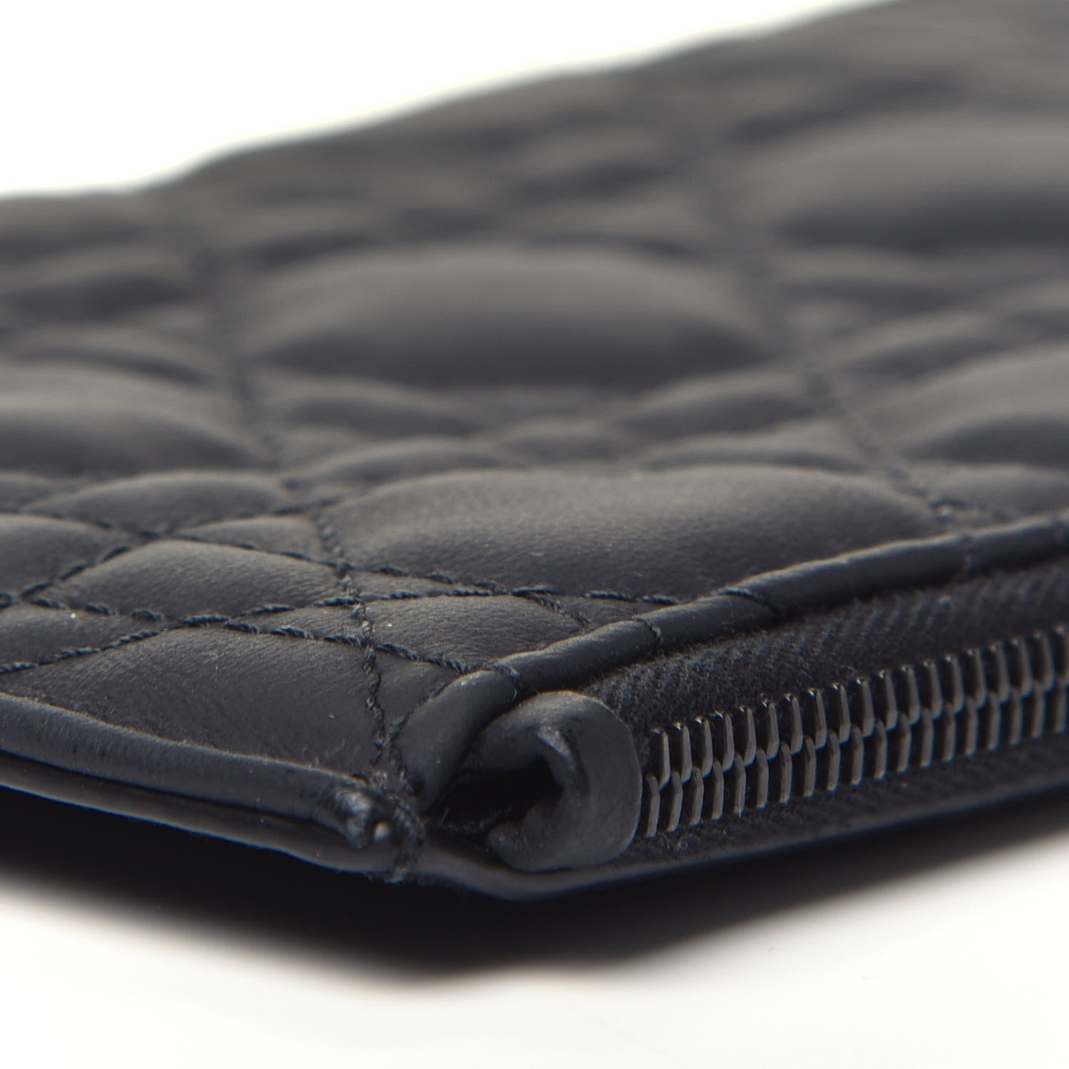 Christian Dior Ultra Matte Calfskin Cannage Lady Dior Zip Wallet With Strap Black 7 of 7