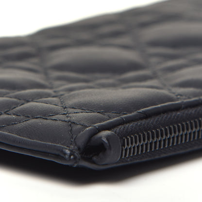 Christian Dior Ultra Matte Calfskin Cannage Lady Dior Zip Wallet With Strap Black 7 of 7