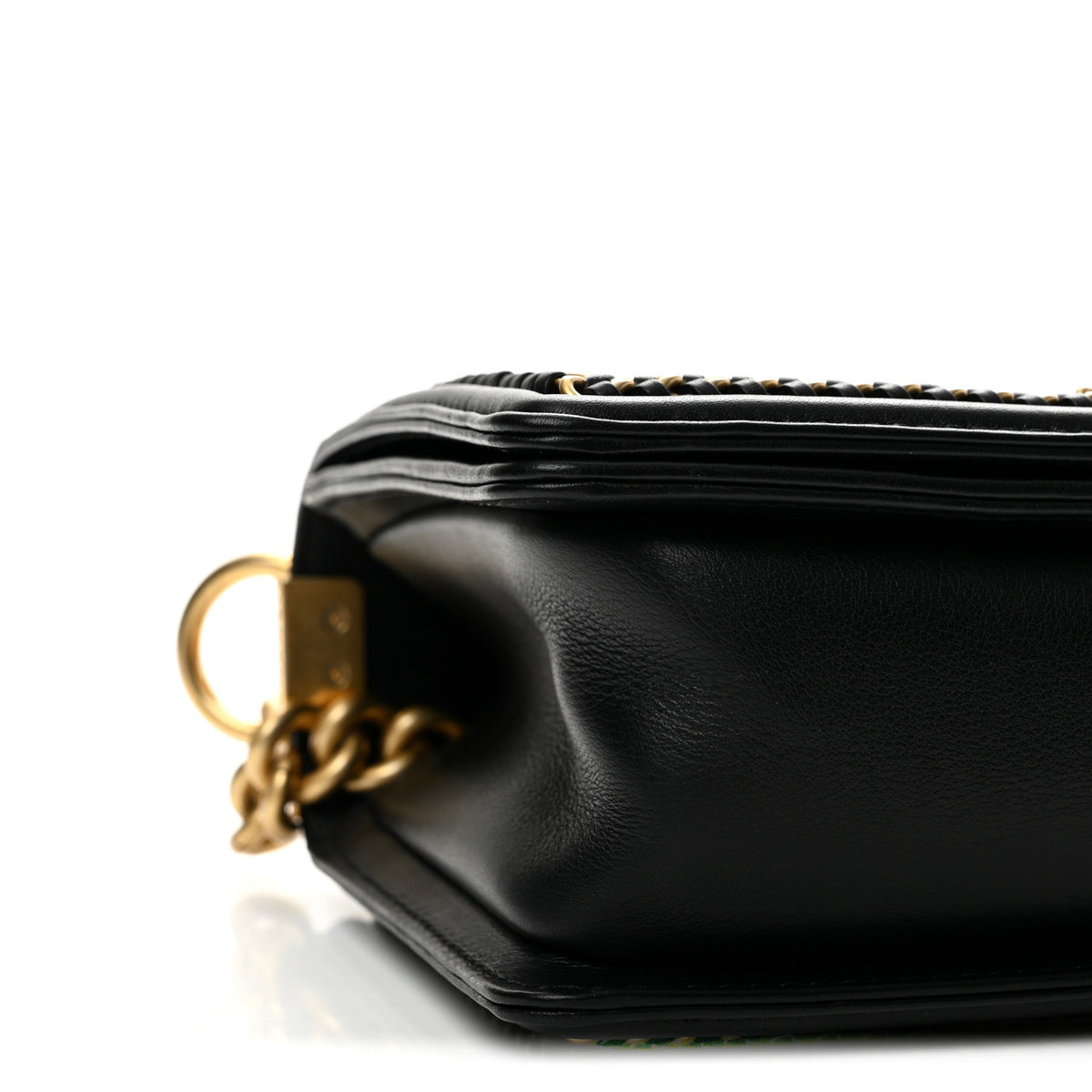Lambskin Quilted Medium Top Handle Boy Flap Black