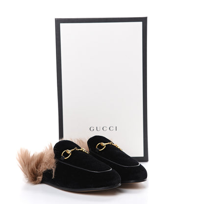 Gucci Velvet Fur Womens Princetown Slippers 35.5 Black 8 of 8