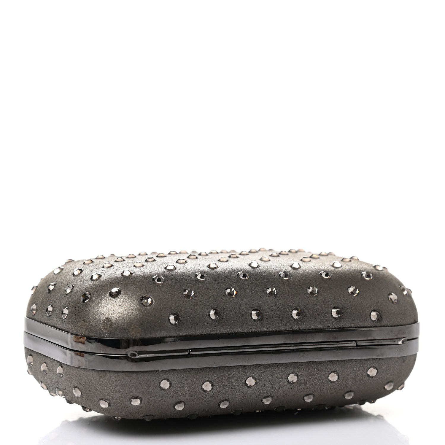 Jimmy Choo Crystal Embellished Suede Cloud Clutch Grey 3 of 7
