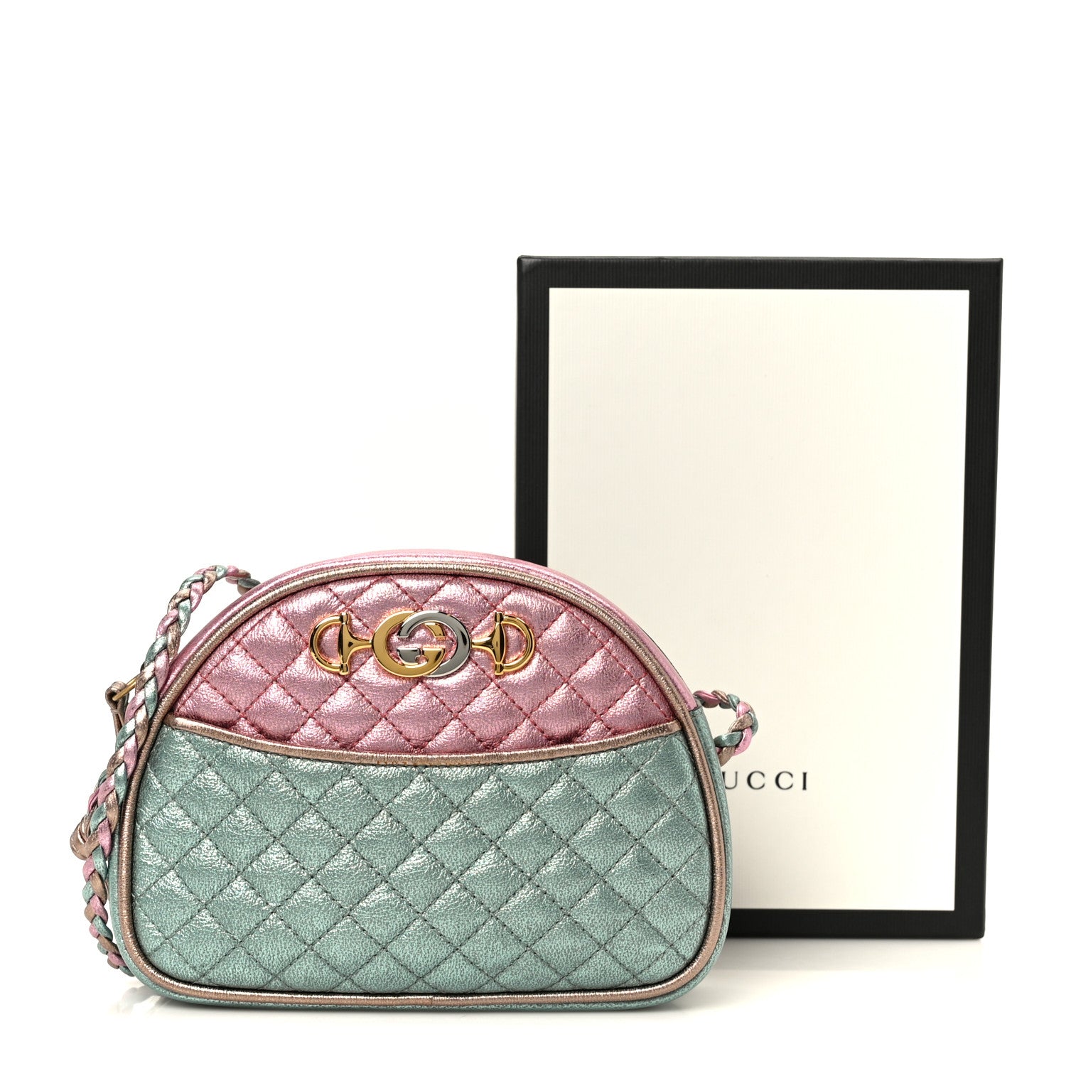 Gucci Laminated Nappa Trapuntata Mini Zumi Dome Shoulder Bag Rosa Lago Rame 11 of 11