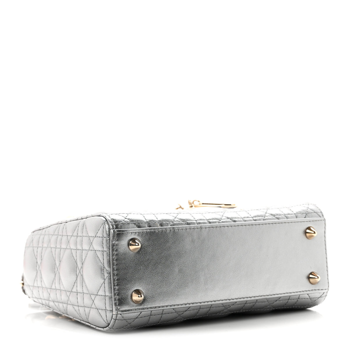 Christian Dior Metallic Lambskin Cannage Small My ABCDior Lady Dior Dark Silver 3 of 10