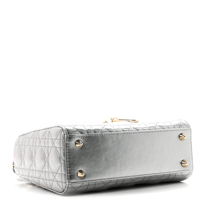 Christian Dior Metallic Lambskin Cannage Small My ABCDior Lady Dior Dark Silver 3 of 10