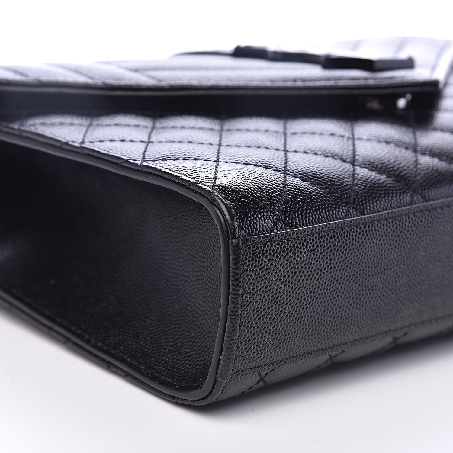 Saint Laurent Grain De Poudre Textured Mixed Matelasse Triquilt Medium Monogram Satchel Black 8 of 10