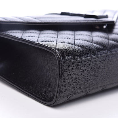 Saint Laurent Grain De Poudre Textured Mixed Matelasse Triquilt Medium Monogram Satchel Black 8 of 10