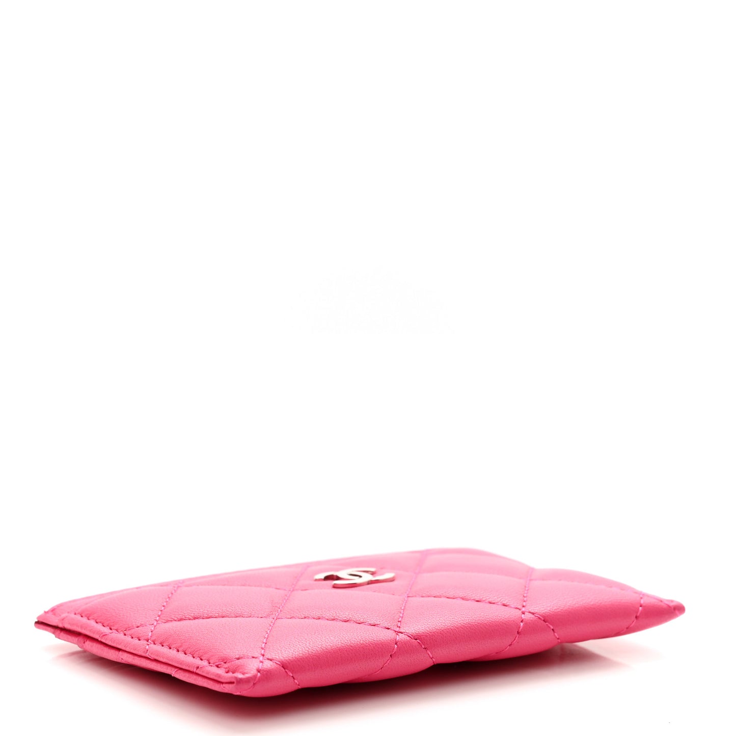 Lambskin Quilted Card Holder Fuchsia
