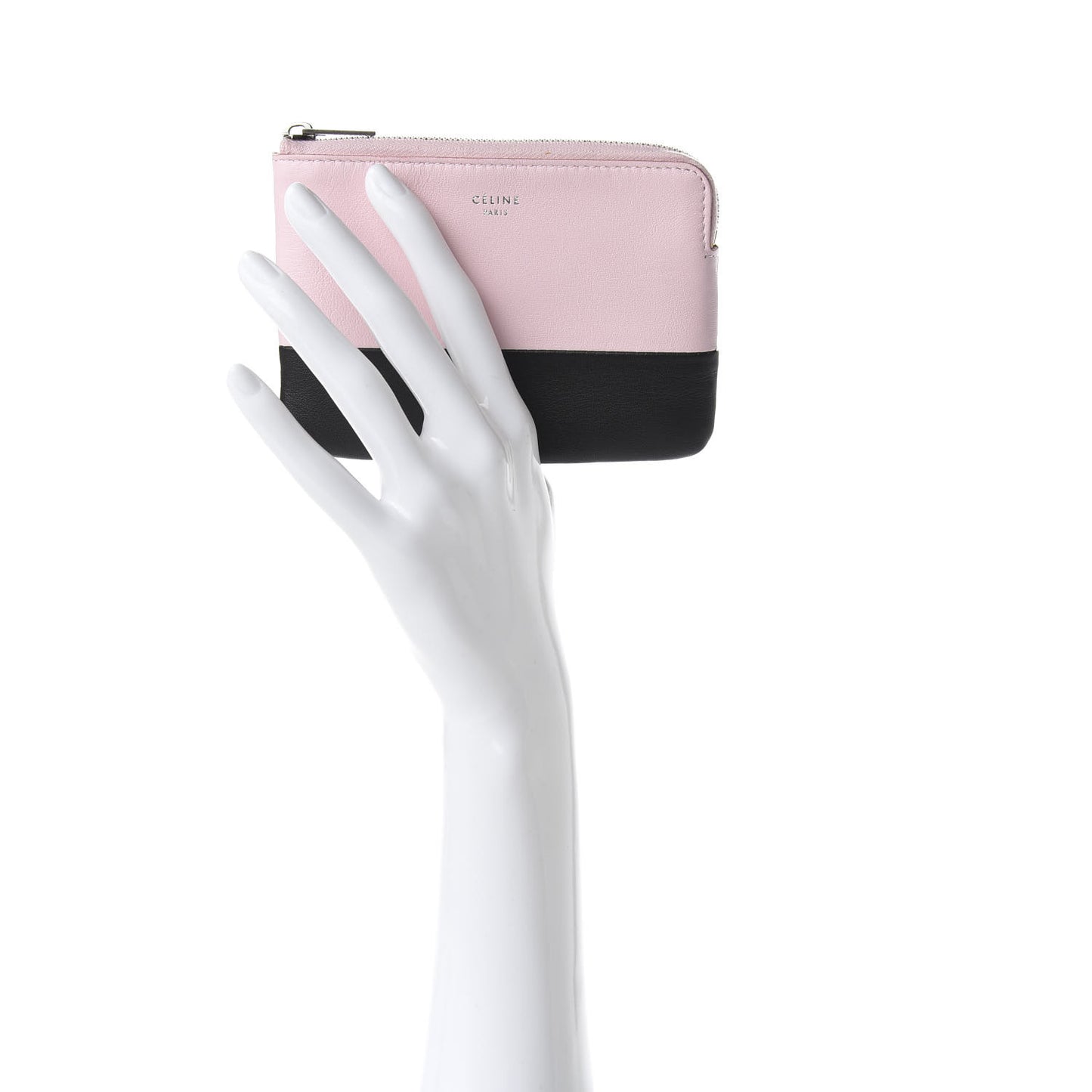 Lambskin Bi-Color Solo Coin Card Case Pale Pink Espresso