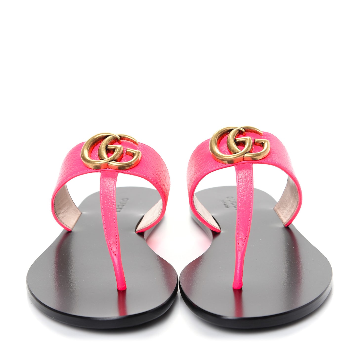 Calfskin GG Marmont Thong Sandals 36 Fuxia Fluo