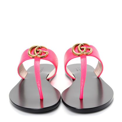 Gucci Calfskin GG Marmont Thong Sandals 36 Fuxia Fluo 2 of 10