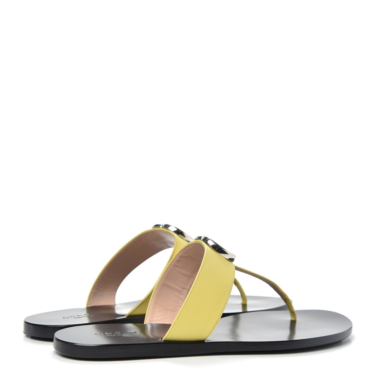 Calfskin GG Marmont Thong Sandals 37 Banana