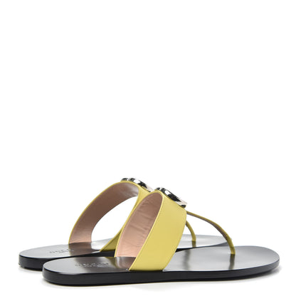 Gucci Calfskin GG Marmont Thong Sandals 37 Banana 4 of 8