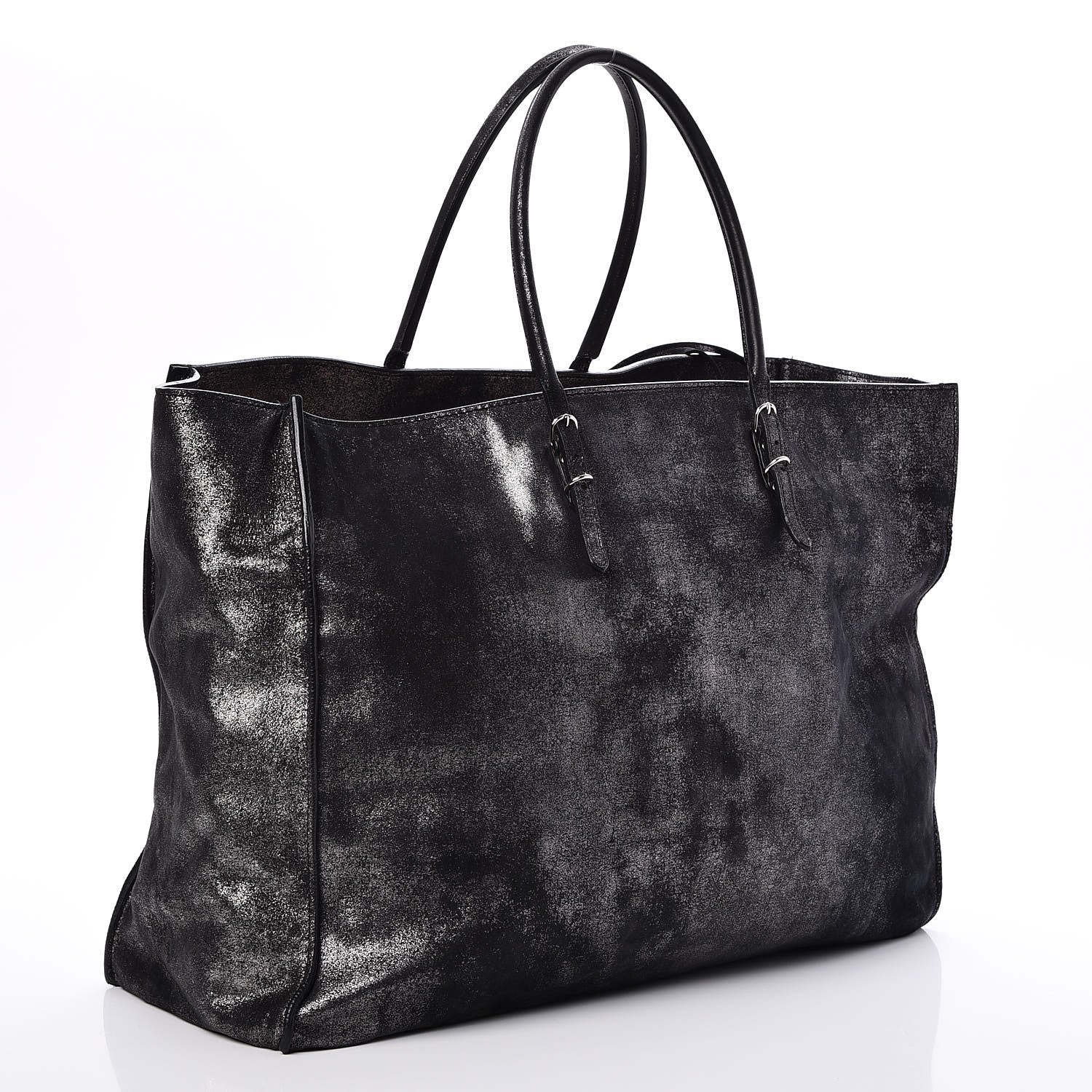 Balenciaga Metallic Calfskin Milkyway Papier A4 Tote Black 3 of 7
