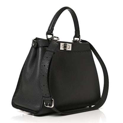 Fendi Cuoio Romano Selleria Bi-Color Medium Peekaboo Iconic Satchel Asfalto Latte 3 of 13